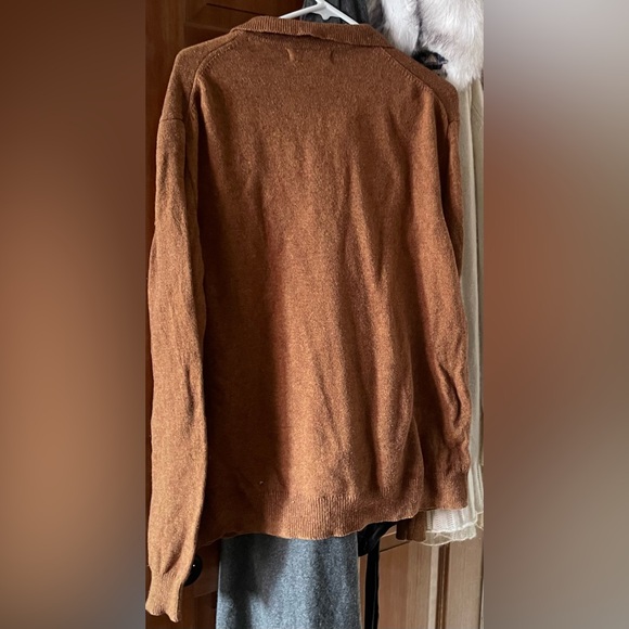 Mutual Weave Cotton Wool Blend Collared Brown Pullover Sweater - Picture 3 of 6